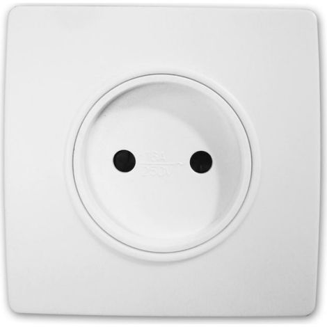Prise Électrique 2P 16A - Borne Auto Vis + Griffes - Pour Installation Intérieure - Blanc - 1 Pièce