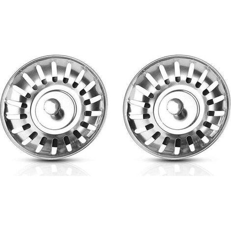 Lot de 2 filtre evier cuisine, 80 MM bouchon evier universel en acier inoxydable-bonde evier/lavabo-crepine evier cuisine,écrou en métal pour bol en acier épaissi (1/4)