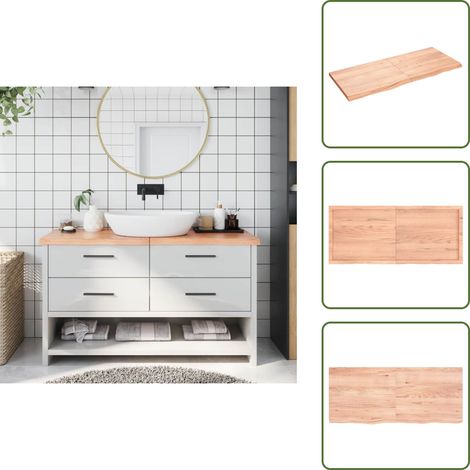 Comptoir de salle de bain marron 140x60x(2-4) cm bois traité - Comptoir Salle De Bain - Comptoir Bois - Plan De Travail Salle De Bain - Meubles Salle De Bain - Décoration Salle De Bain (1/5)