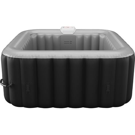 Spa gonflable carré 4 places - L154 x P154 x H65 cm - 120 buses d'air - Noir et gris - B-COSY II