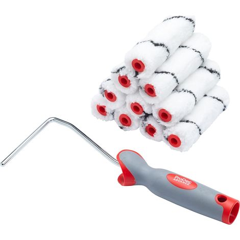 ProDec Advance 11 pezzi da 4 pollici in microfibra a pelo medio con telaio per una verniciatura liscia con pitture a emulsione e tinte per legno su pareti interne, soffitti e legno, 4". (1/4)