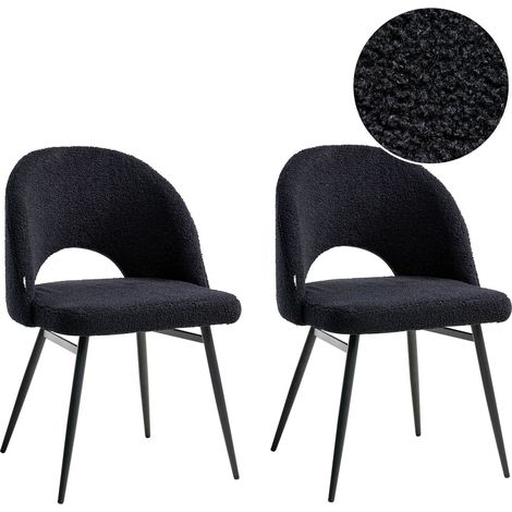 Esszimmerstuhl 2er Set ONAGA Bouclé Schwarz (1/5)