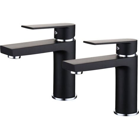 schwarze Badezimmerarmaturen, modernes Design, Waschtischarmatur aus Messing (1/4)