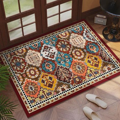 Passionné et intense 5080cm (boucle de soie) Tapis d'entrée résistant aux taches et facile à nettoyer, tapis en tissu bouclé, antidérapant et grattant la boue (1/4)