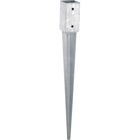 Winox – Support - Pied à enfoncer pour poteau 6x6 cm – Acier galvanisé à chaud – Dimensions extérieures 65x65x750 mm – Fixation par 4 trous Ø 10 mm