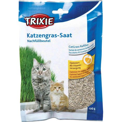TRIXIE HERBE À CHAT - GRAINES À CULTIVER SOI-MÊME - PARTICULIÈREMENT DOUCE ET RICHE EN VITAMINES - IDÉALE POUR LES CHATONS - 100 (1/3)