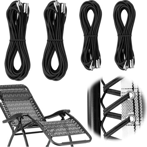 Lot de 4 cordons de rechange universels, élastiques de rechange élastiques, inclinables avec cordons élastiques, pour chaise longue, cordes élastiques de gravité, pour gravité zéro, inclinables de (1/5)