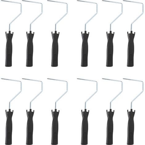 Lot de 12 manches de rouleau à peinture de 10 cm (4 pouces) réutilisables, en acier et plastique, pour la peinture murale et la rénovation de maison (1/5)
