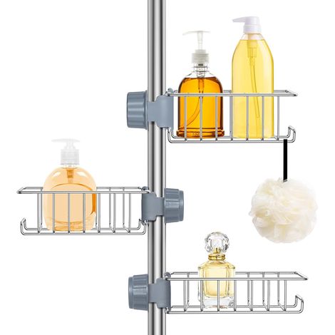 3PCS Étagère Douche Sans Percage, Étagère Salle de Bain Inoxydable (1/5)
