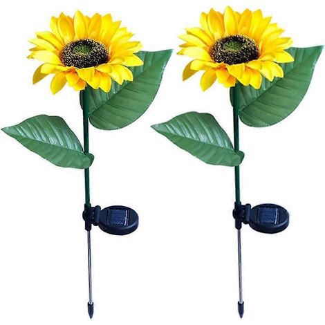 Lampes solaires en forme de fleur - Lampes de jardin extérieures étanches, lot de 2 (1/4)