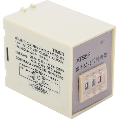 Relais temporisé numérique à affichage LED ATS5P avec réglage flexible, temporisation, module relais temporisé 24 V CC
