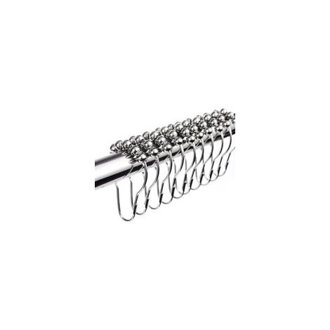 Crochets anneaux de rideau de douche en acier inoxydable chromé – Lot de 12 – Dimensions 69 x 35 mm – Compatible barres jusqu'à 1 1/8 - 12pcs (1/5)