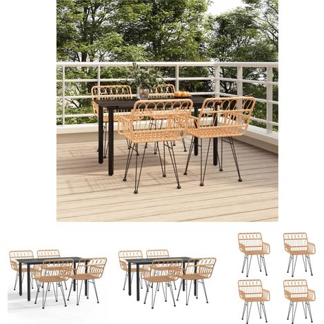 Gartenstuhl - vidaXL 5-tlg. Garten-Essgruppe Poly Rattan - Gartenesszimmer (1/5)