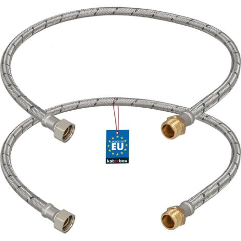 KOTARBAU® Lot de 2 Flexible Robinet 3/8" x 3/8" - Flexible Eau - Tuyau Robinet 80 cm - Mâle x Femelle - Rallonge Robinet Cuisine Flexible - Acier Inoxydable - Tuyau Flexible Plomberie (1/4)