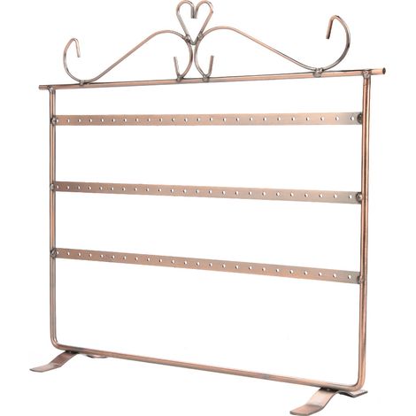 Étagère de présentation pour bijoux 72 trous, support à colliers, bracelets et boucles d'oreilles, en bronze antique. (1/5)
