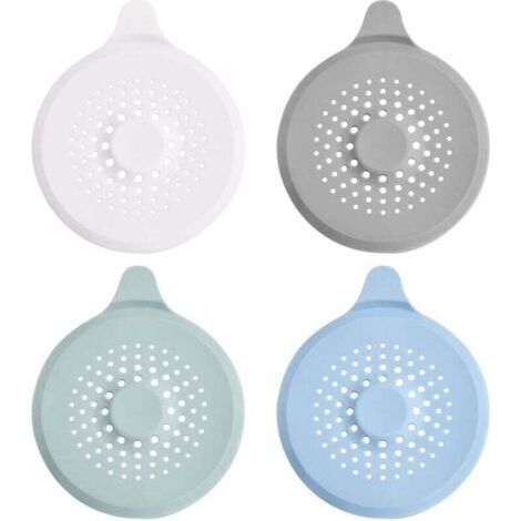 4 Pcs Protection de Drain Silicone, 14cm Filtre Évier de Cuisine avec Ventouse, Filtre de Couverture de Drain de Baignoire, Filtre Cheveux Douche Uni (1/4)