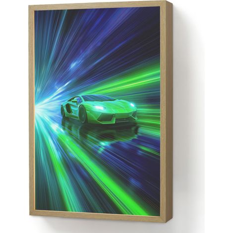 APPLIQUE DA PARETE Velocità - Luce - Auto sportiva - Verde 40x60 cm (1/5)