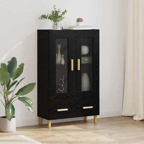 Highboard Schwarz Eichen-Optik 70 x 31 x 115 cm Holzwerkstoff
