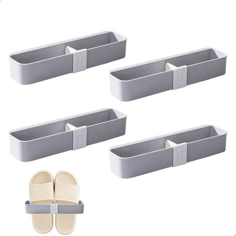 Sollbry Range Chaussures Mural, Étagère À Chaussures sans Perçage, Étagère À Chaussures Murale, Étagère À Chaussures pour Porte,Gris,4 Pièces (1/5)