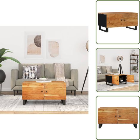 Almacenamiento - vidaXL Mesa de centro madera maciza acacia y contrachapada 80x50x40 cm - Mesita de salón