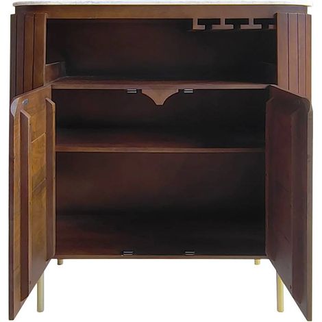 Meuble bar en bois de manguier et marbre Sienne (1/5)