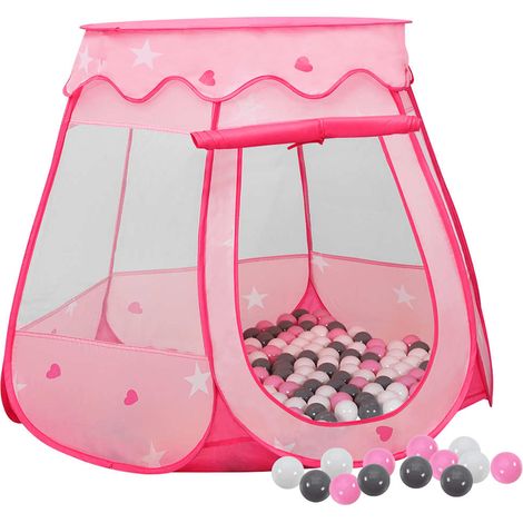 Tente enfant Tente de jeu - Maison enfant avec 250 balles Rose 102x102x82 cm BV791107 - BonneVie (1/5)