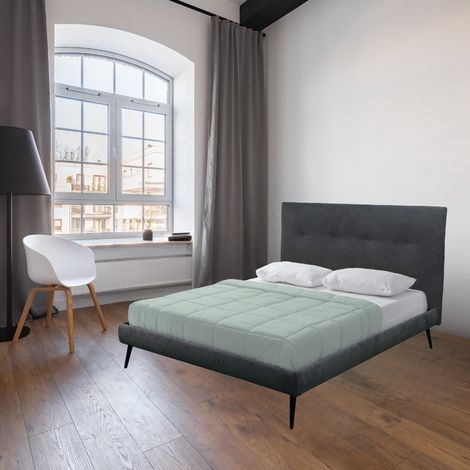 Letto matrimoniale con rete inclusa Stiletto tessuto colore ash grigio (1/5)