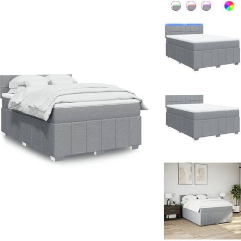 Sommier à lattes de lit avec matelas Gris clair 160x200cm Tissu - Sommier À Lattes De Lit - Sommiers À Lattes De Lit - Lit - Meuble De Chambre À Coucher (1/5)