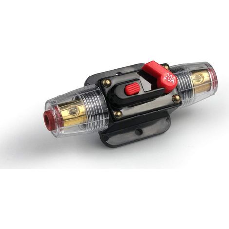 Disjoncteur automatique 20 A pour voiture – Protection 12 V - 24 V DC avec commutateur manuel de réinitialisation de fusible (1/5)