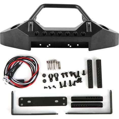 Pare-chocs avant en métal avec 2 feux LED, compatible avec le modèle réduit de voiture radiocommandée Axial SCX10 AX103007 à l'échelle 1/10. (1/5)
