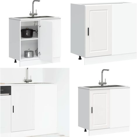 vidaXL Armoire de cuisine Porto blanc bois d'ingénierie (1/5)