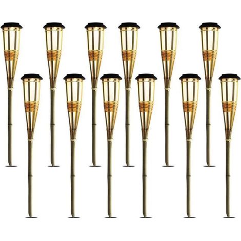 Torche solaire - JUANIO - Lot de 12 - Bambou - Ø8,8 cm - H62 cm (1/3)
