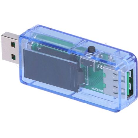 Testeur USB avec écran LCD numérique, testeur de charge USB, détecteur, voltmètre pour Android, bleu transparent. (1/5)