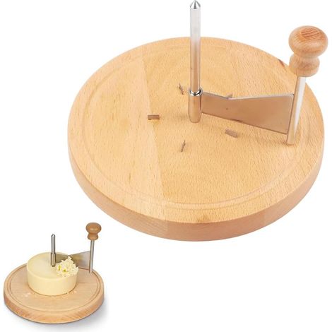 Trancheuse à fromage ronde 19,5 cm en bambou pour tête de moine, grattoir à fromage pour fines fleurs de fromage et roses au chocolat, coupe-fromage stable pour cuisine et plateau de (1/5)