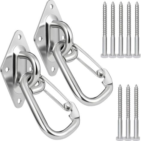 Kit de suspension robuste pour hamac – Crochets à œillet en acier inoxydable avec vis de montage pour plafond et mur – Matériel de charge de 1 632,9 kg (1/5)