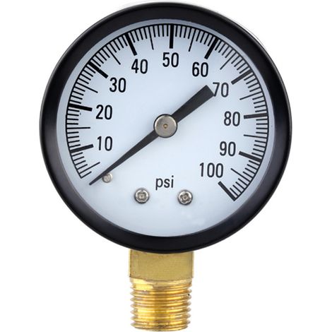 Manomètre de pression d'eau, plage de mesure 0-100 psi, manomètre de pression d'eau de pompe de puits de diamètre 50 (1/5)
