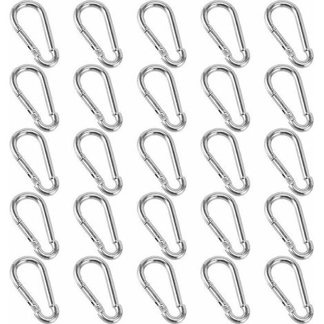 Packung mit 25 Karabinern (40 x 4 mm) – Maximale Traglast 50 kg – Leicht und kompakt – Für Rucksäcke, Camping und Angeln