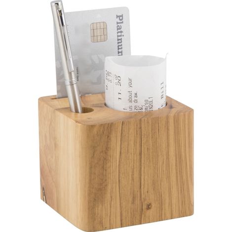 Porte-addition en bois modèle Cube (stylo inclus) (1/3)