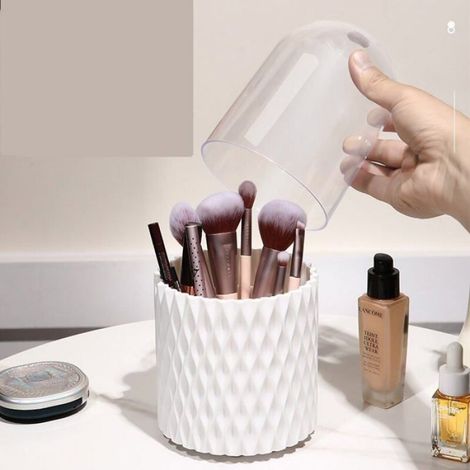 360° Rangement Pinceaux Maquillage avec Couvercle, Boite Rangement Maquillage Organisateur Makeup Organizer Présentoir Étiquette (1/4)