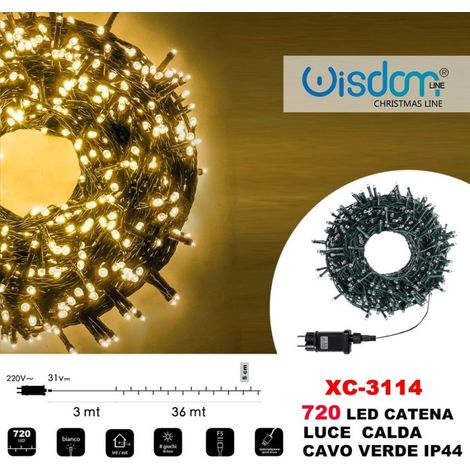 Trade Shop - Cadena De Luces 720 Leds Luciérnagas Luz Cálida Cable Verde Ip44 Xc-3114 -