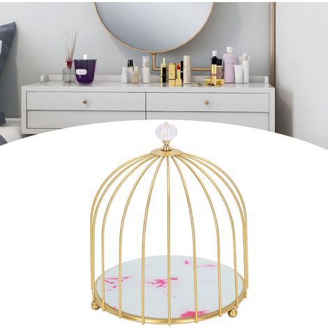 Goldener, einlagiger Waschtisch, Toilettenablage, Vogelkäfigregal, rosa Steinmuster (1/5)