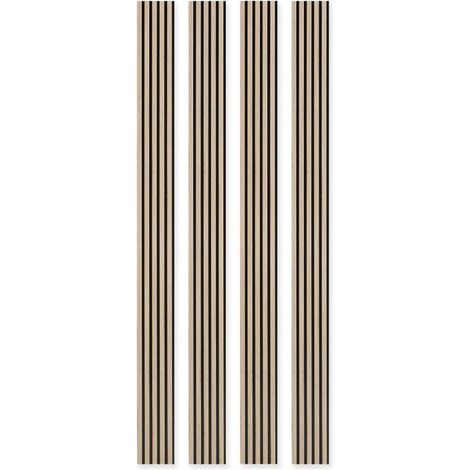 Lot de 4 Panneaux tasseaux bois 250 x 21,6 x 1,4 cm décor chêne / fond rigide noir - 2,16m² (1/5)