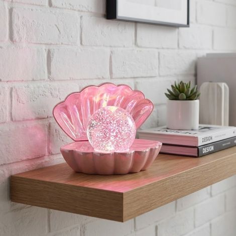 Blush Pearl Clam Shell Glitter Lamp