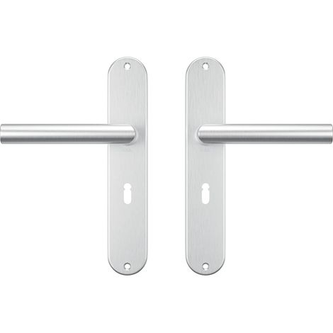 Kit de ferrures de porte Milan pour porte intérieure - Poignée de porte avec bouclier - Avec trou de serrure - Aluminium - SL55 (1/5)