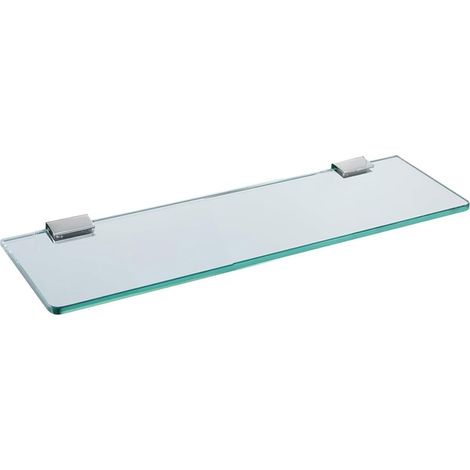 1 Étagère murale Verre, Support acier inoxydable, Transparent, Salle de bain Cuisine (1/5)