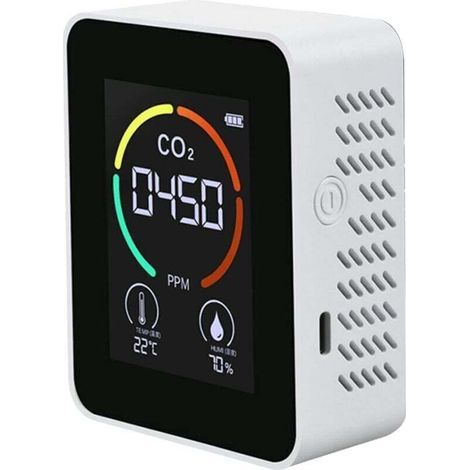 Ulisem 3-in-1 CO₂-Detektor – CO₂-Monitor – Kohlendioxid-Detektor – Luftqualität – Temperatur und Luftfeuchtigkeit – Für Zuhause, Büro, Gewächshaus, Lagerhalle – Weiß (1/5)