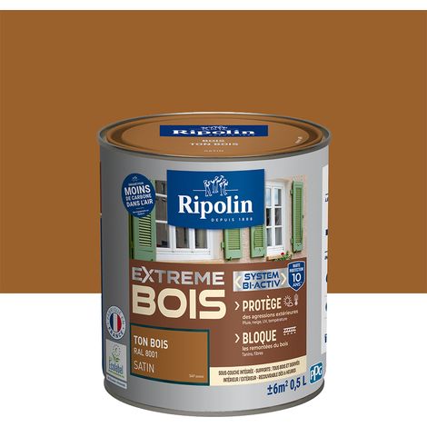 Ripolin – Peinture satin pour bois intérieur et extérieur 0,5L – Haute protection 10 ans – Résistance intempéries et UV – Écologique EU Ecolabel (1/6)