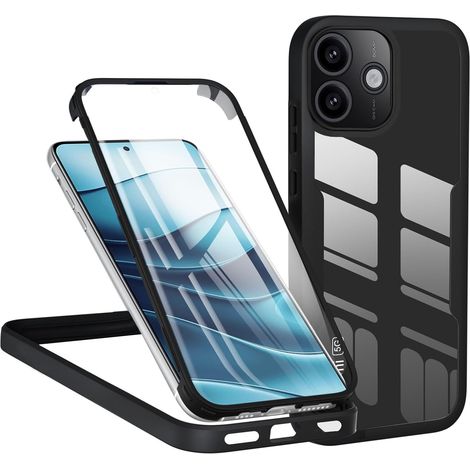 Coque pour Xiaomi Redmi Note 14 5G, Antichoc Housse avec Protecteur D'écran Intégré, Étui de Téléphone 360 Protection Complet Double Face Transparent Bumper Intégrale Case - Noir (1/5)