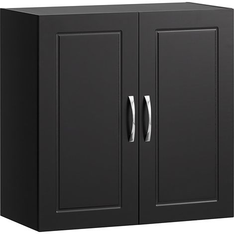 Armadietto pensile da bagno Mobile da parete per il cucina 2 ante 60x30x30cm SoBuy Nero FRG231-SCH