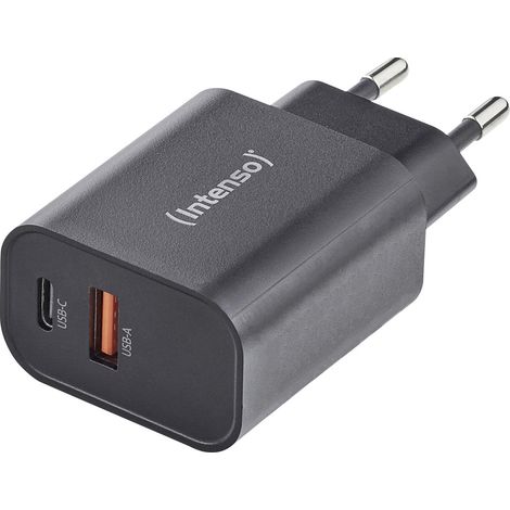 Intenso Power Adapter W30AC, 30W, USB-A und USB-C Anschluss, schwarz